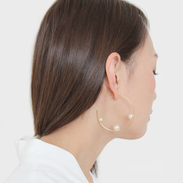 Hoop Dot Pearls Earrings