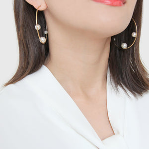 Hoop Dot Pearls Earrings