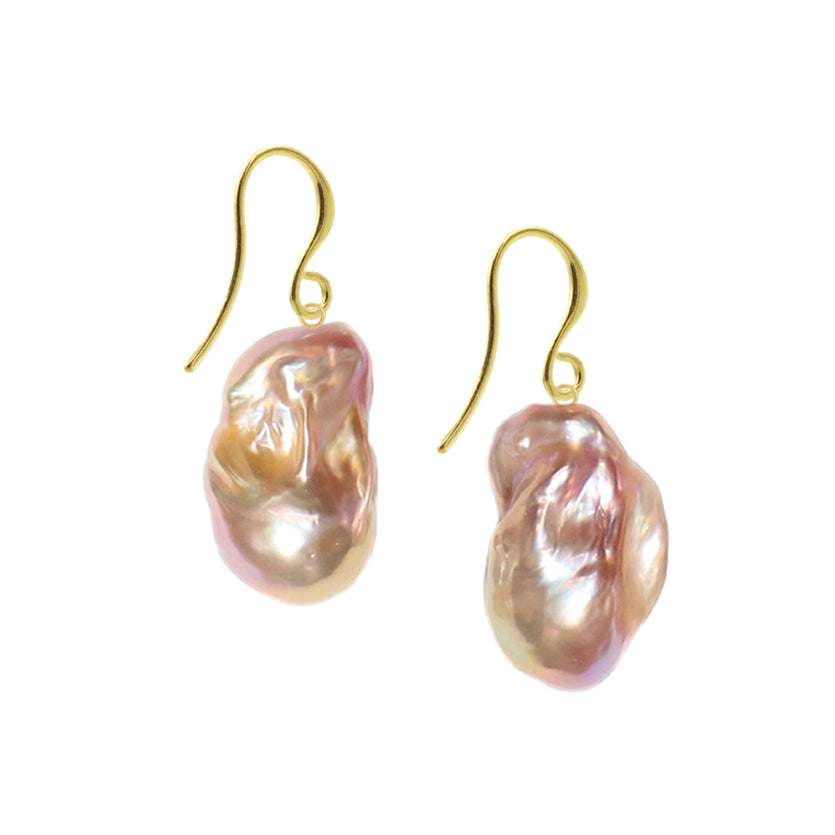 "S class" Natural Color Baroque Pearl Drop Earrings