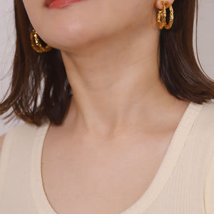 Texture Double Line Hoop Earrings