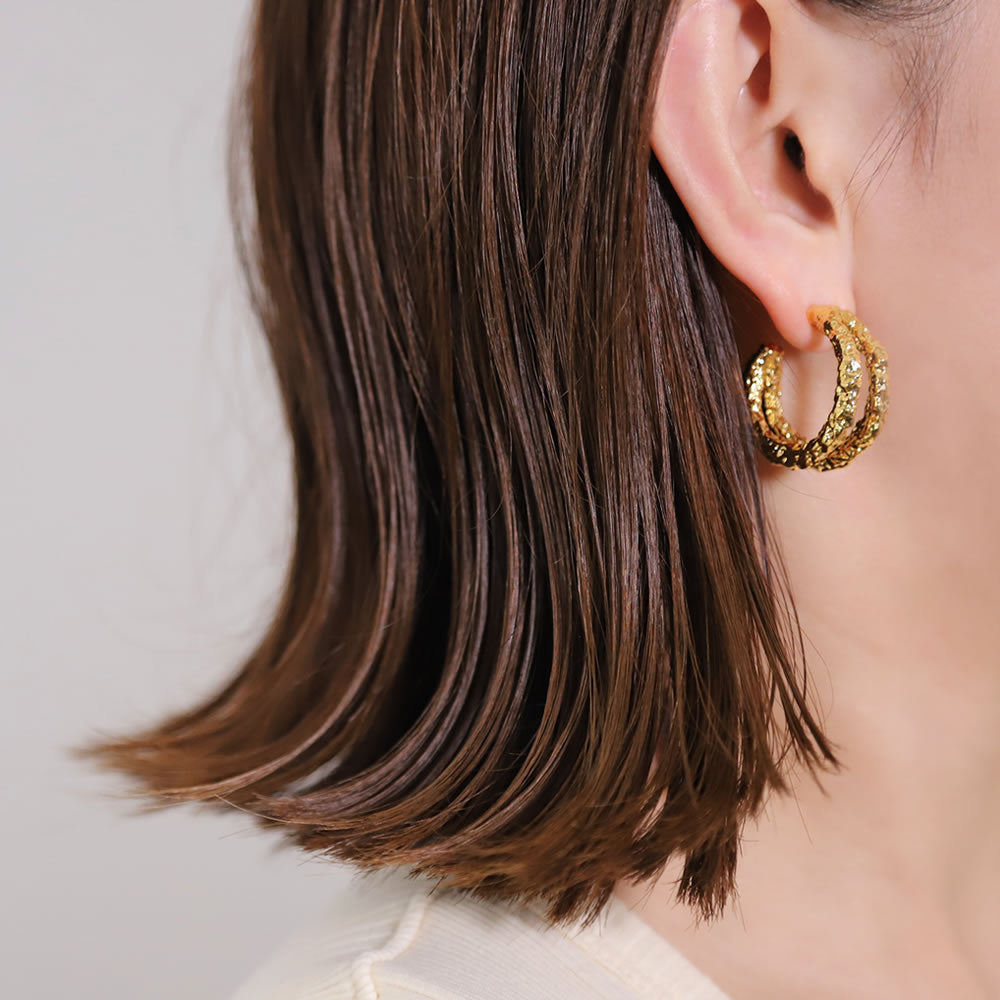 Texture Double Line Hoop Earrings