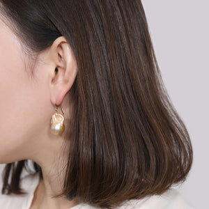 "S class" Natural Color Baroque Pearl Drop Earrings