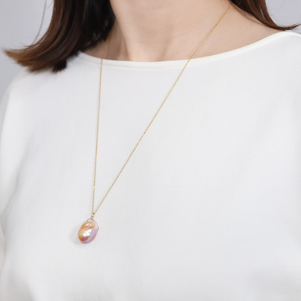 "S class" Natural Color Baroque Pearl Azuki-Chain Necklace